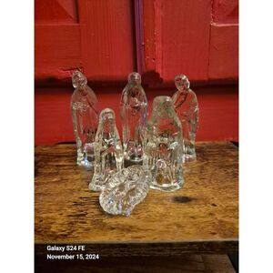 Christmas Nativity Set Vintage Clear 6 Piece Joseph Mary Jesus Wise Men Holiday